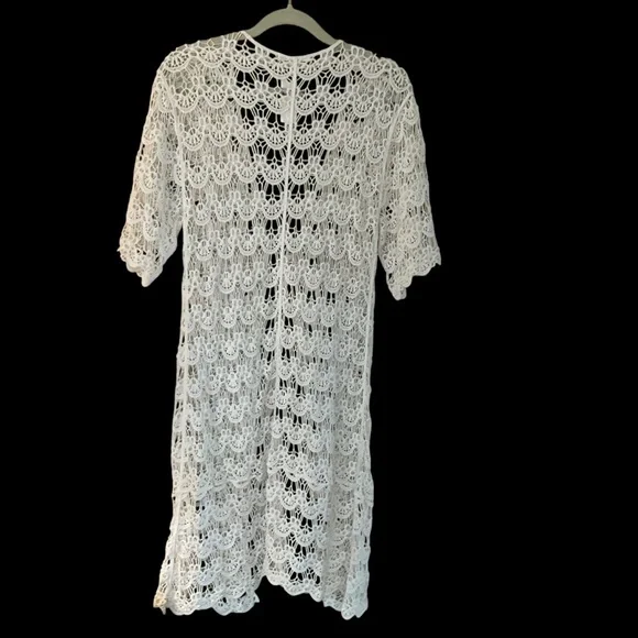 Do Everything in Love White Crochet Lace Duster Kimono One Size NWT - Picture 4 of 5